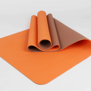 Yoga mat orange and brown 2-tone design