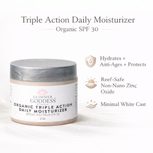 Organic SPF 30 face moisturizer – Triple Action Daily Moisturizer by Glimmer Goddess
