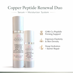 copper peptide anti-aging serum and moisturizer system by Glimmer Goddess